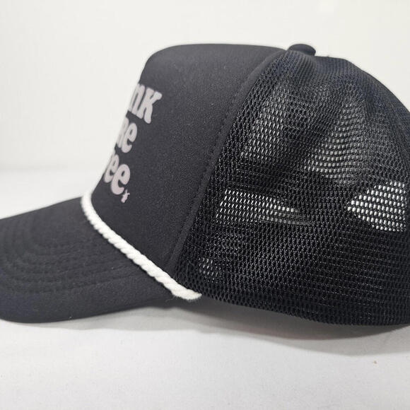 Dutch Bros Drink More Coffee Snapback Hat New Black & White White Rope - Picture 2 of 5